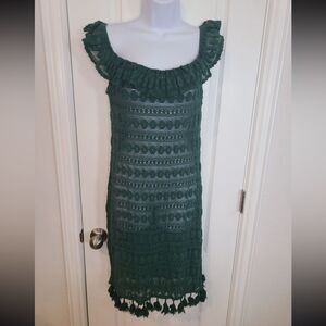 Amiani Elegant Green Lace coverup Dress